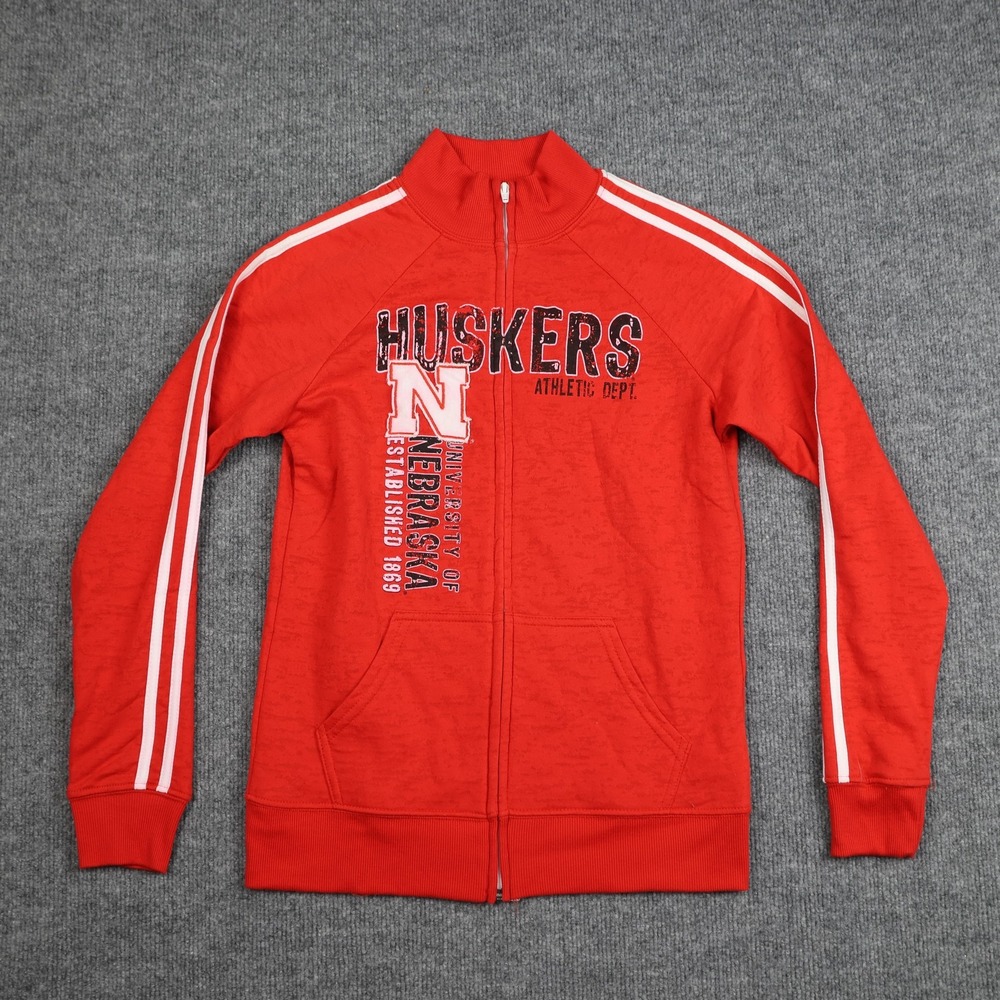 Nebraska Cornhuskers Jacket Womens Medium Red NCAA Football Track Full Zip UNL